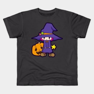 Cute Halloween Witch with Pumpkin Kids T-Shirt